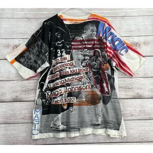 Vintage 1992 Magic Johnson All Over Print Single Stitch T-Shirt Men's‎ Size XXL